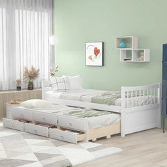 Bellemave® Wood Daybed with Trundle and Drawers - Bellemave