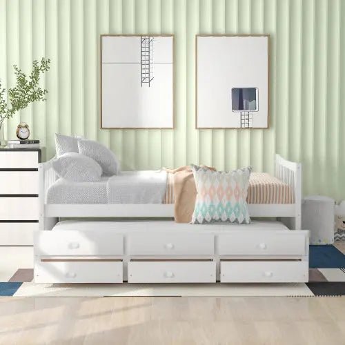 Bellemave® Wood Daybed with Trundle and Drawers - Bellemave