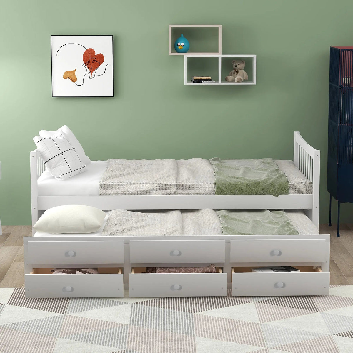 Bellemave® Wood Daybed with Trundle and Drawers - Bellemave