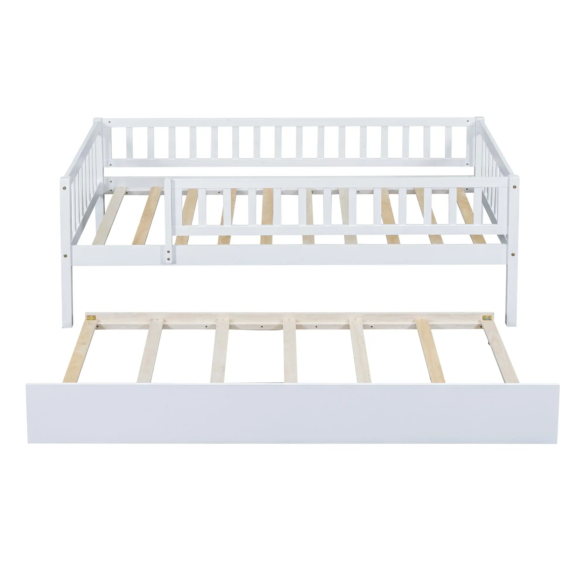 Bellemave® Wood Daybed with Trundle and Fence Guardrails - Bellemave