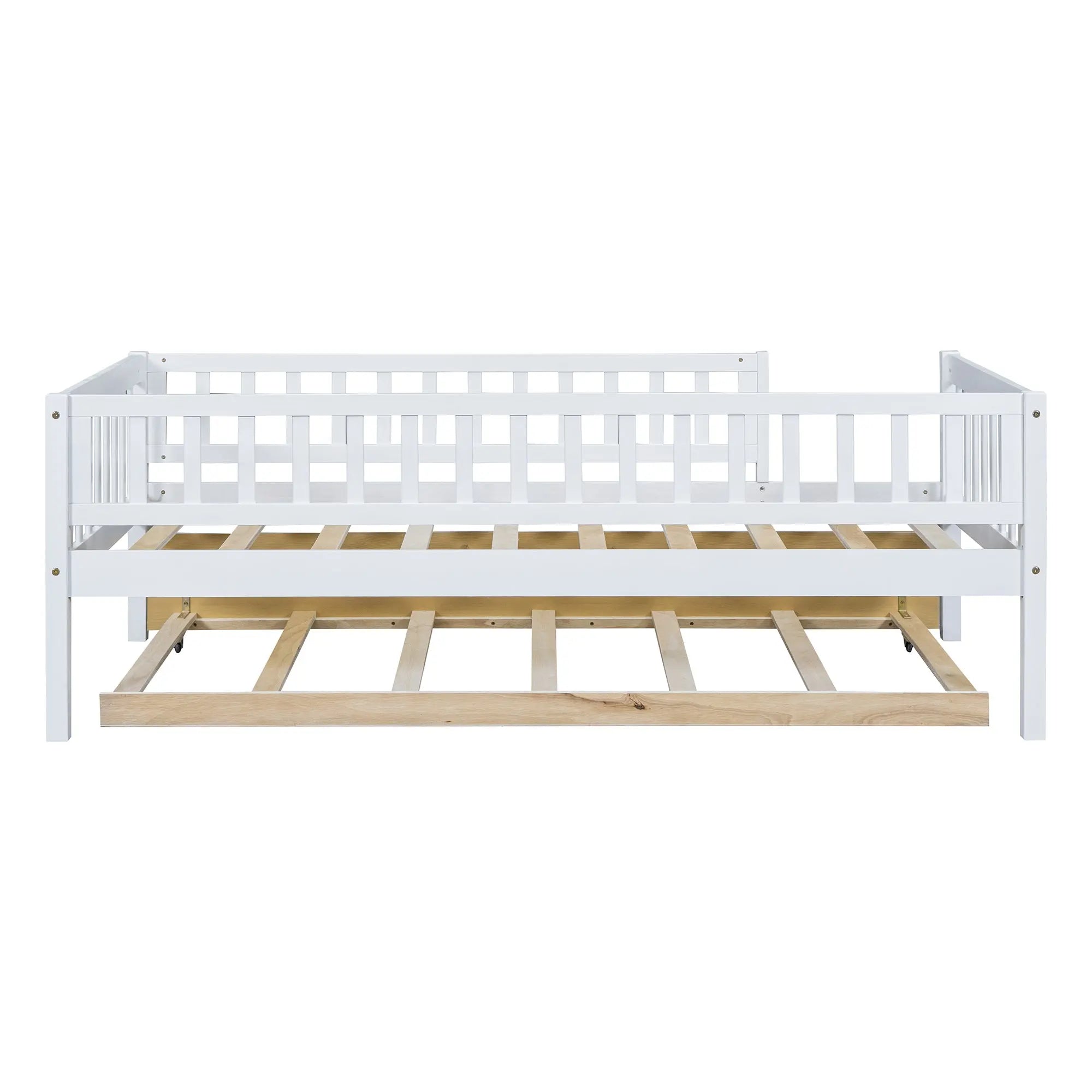 Bellemave® Wood Daybed with Trundle and Fence Guardrails - Bellemave