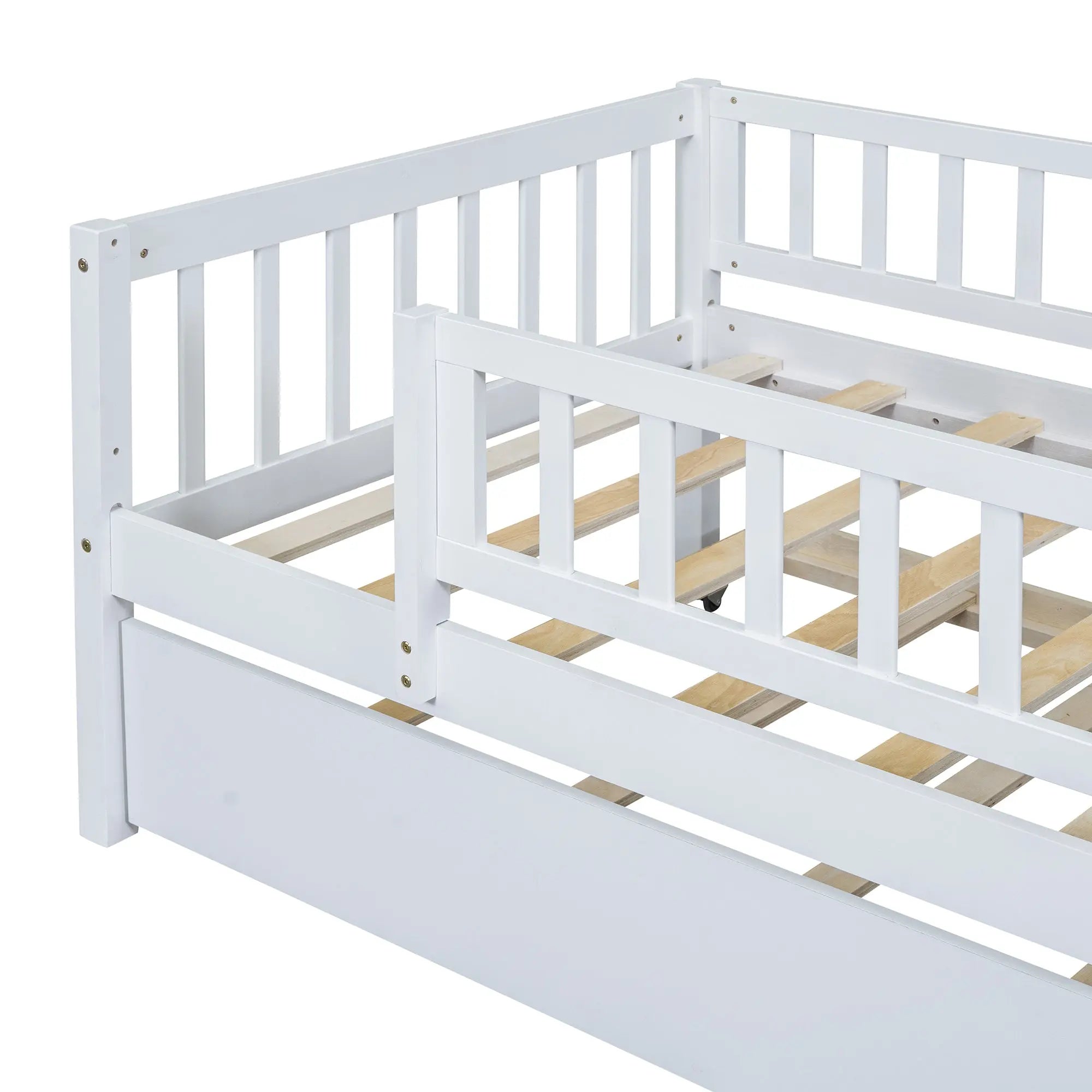 Bellemave® Wood Daybed with Trundle and Fence Guardrails - Bellemave