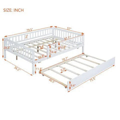 Bellemave® Wood Daybed with Trundle and Fence Guardrails - Bellemave