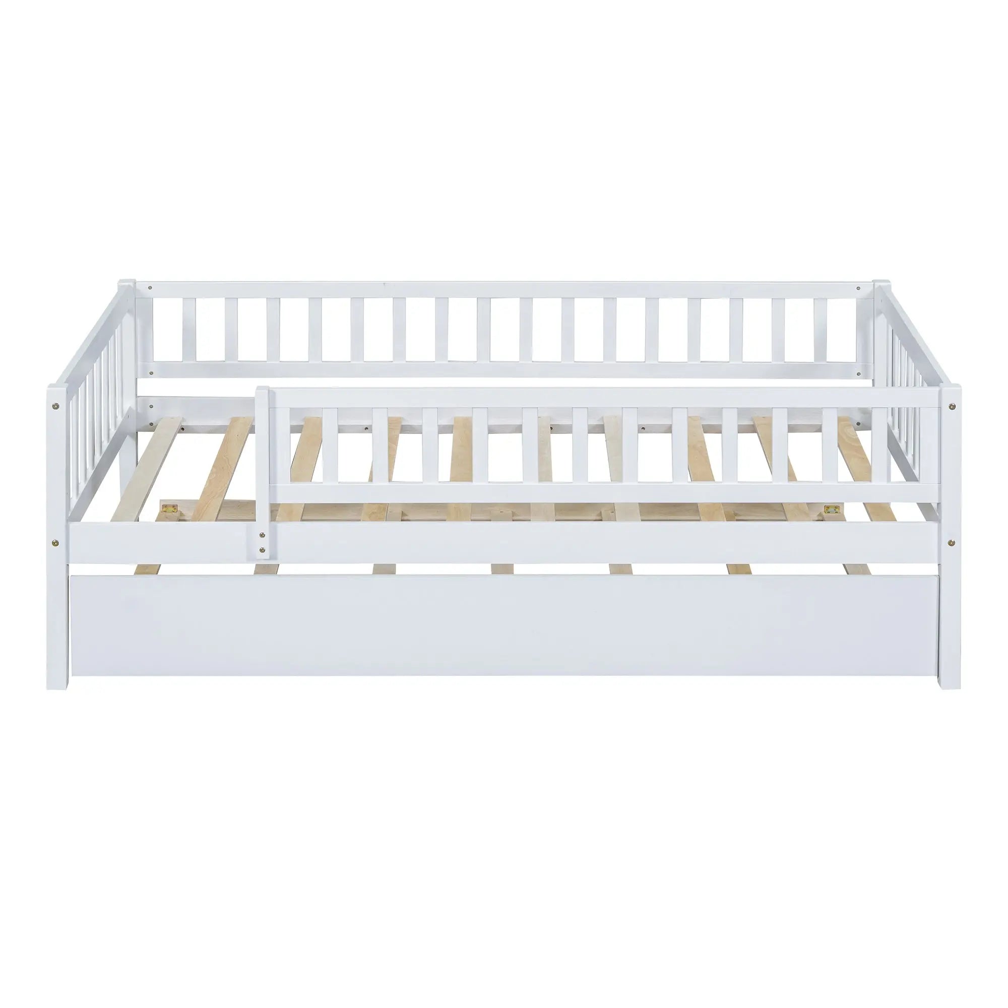 Bellemave® Wood Daybed with Trundle and Fence Guardrails - Bellemave