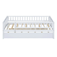 Bellemave® Wood Daybed with Trundle and Fence Guardrails - Bellemave