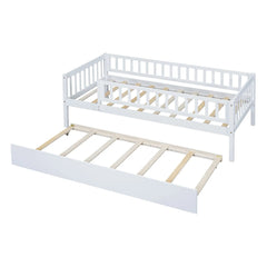 Bellemave® Wood Daybed with Trundle and Fence Guardrails - Bellemave