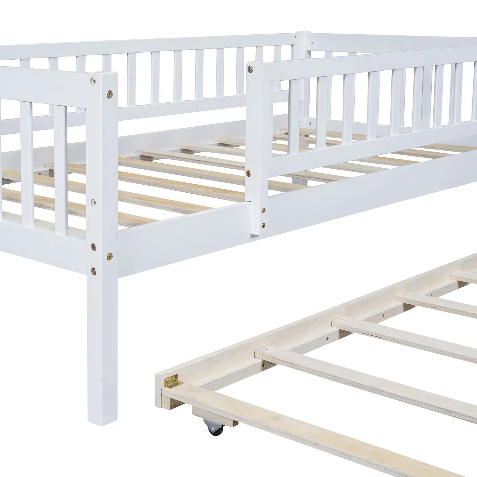 Bellemave® Wood Daybed with Trundle and Fence Guardrails - Bellemave