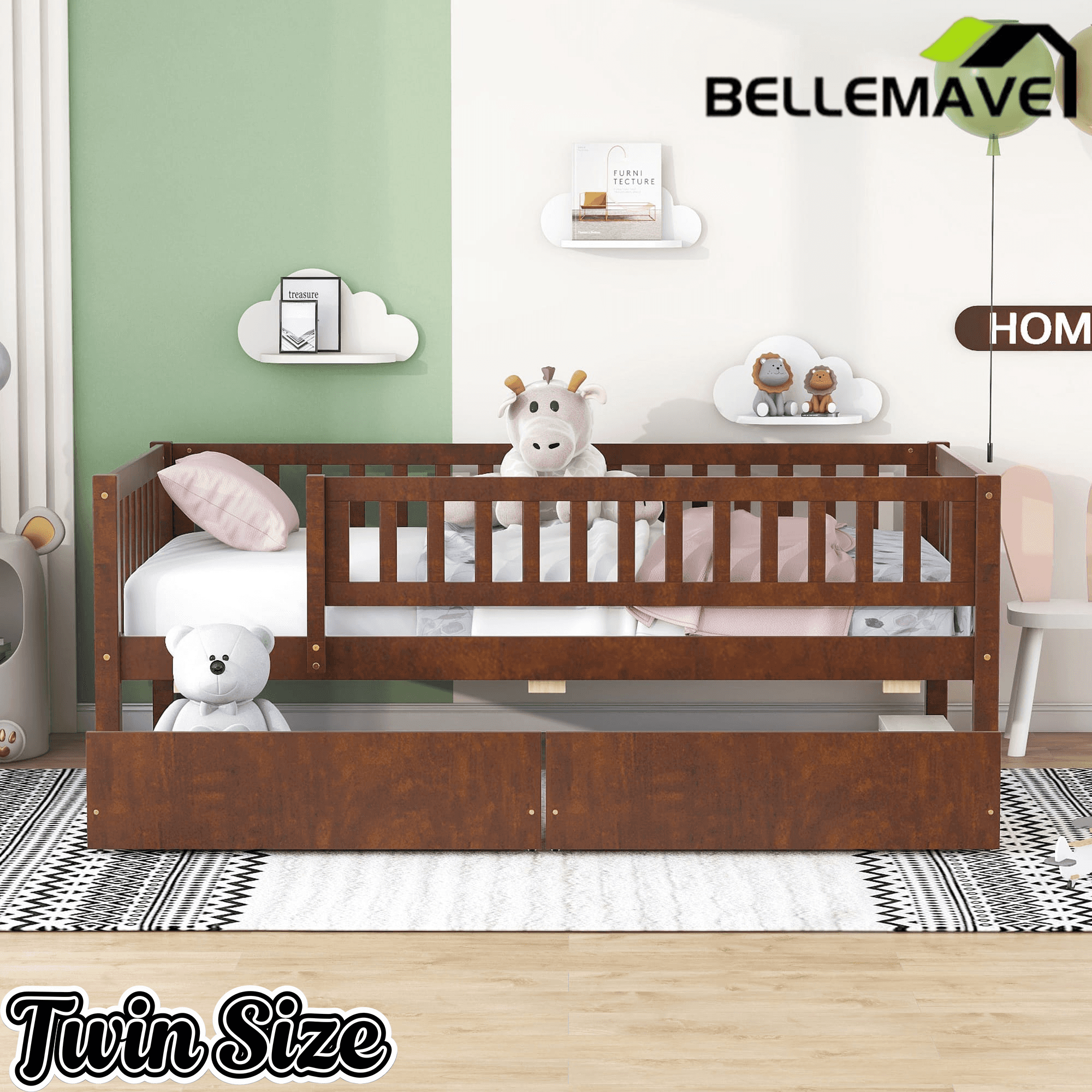 Bellemave® Wood Daybed with Two Drawers - Bellemave