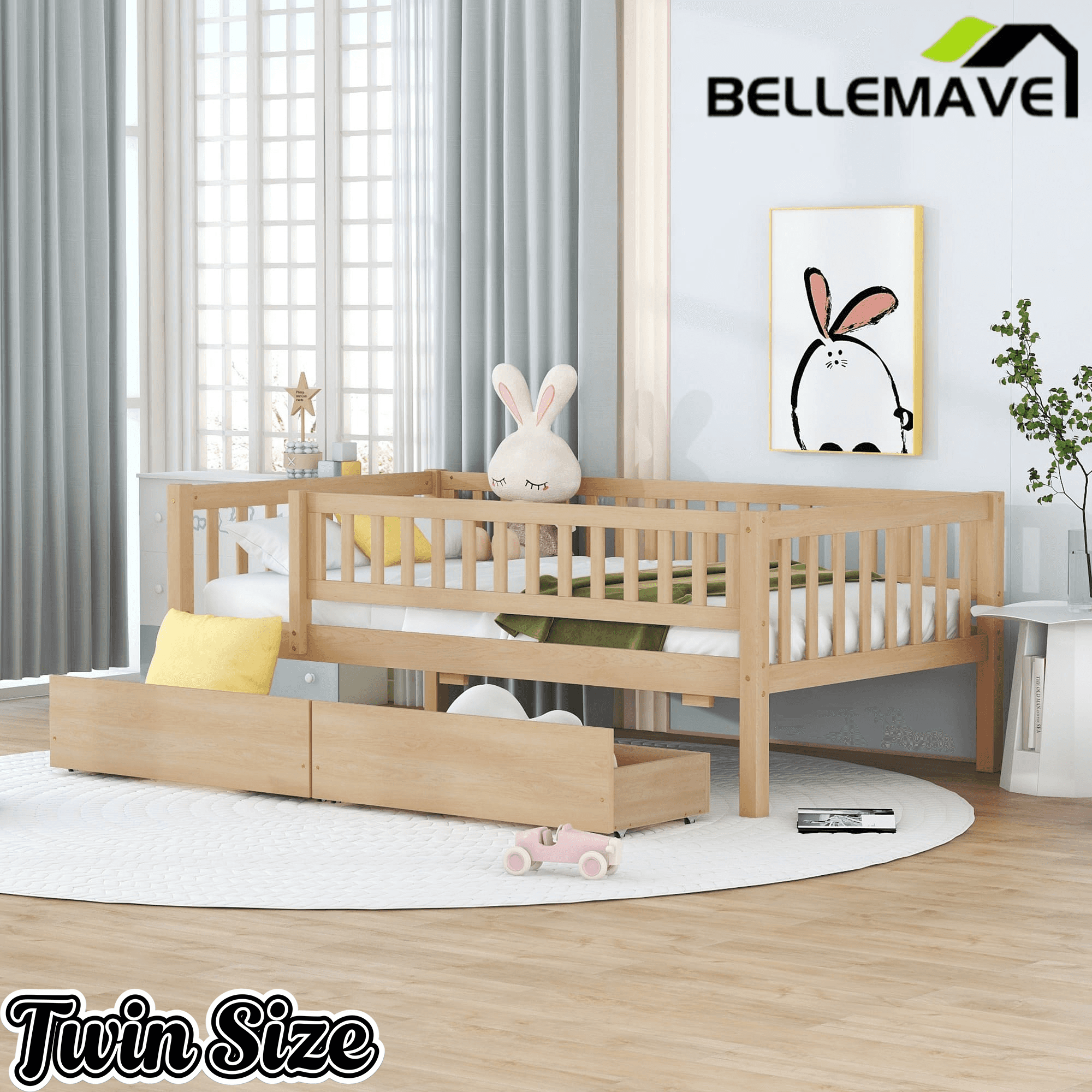Bellemave® Wood Daybed with Two Drawers - Bellemave