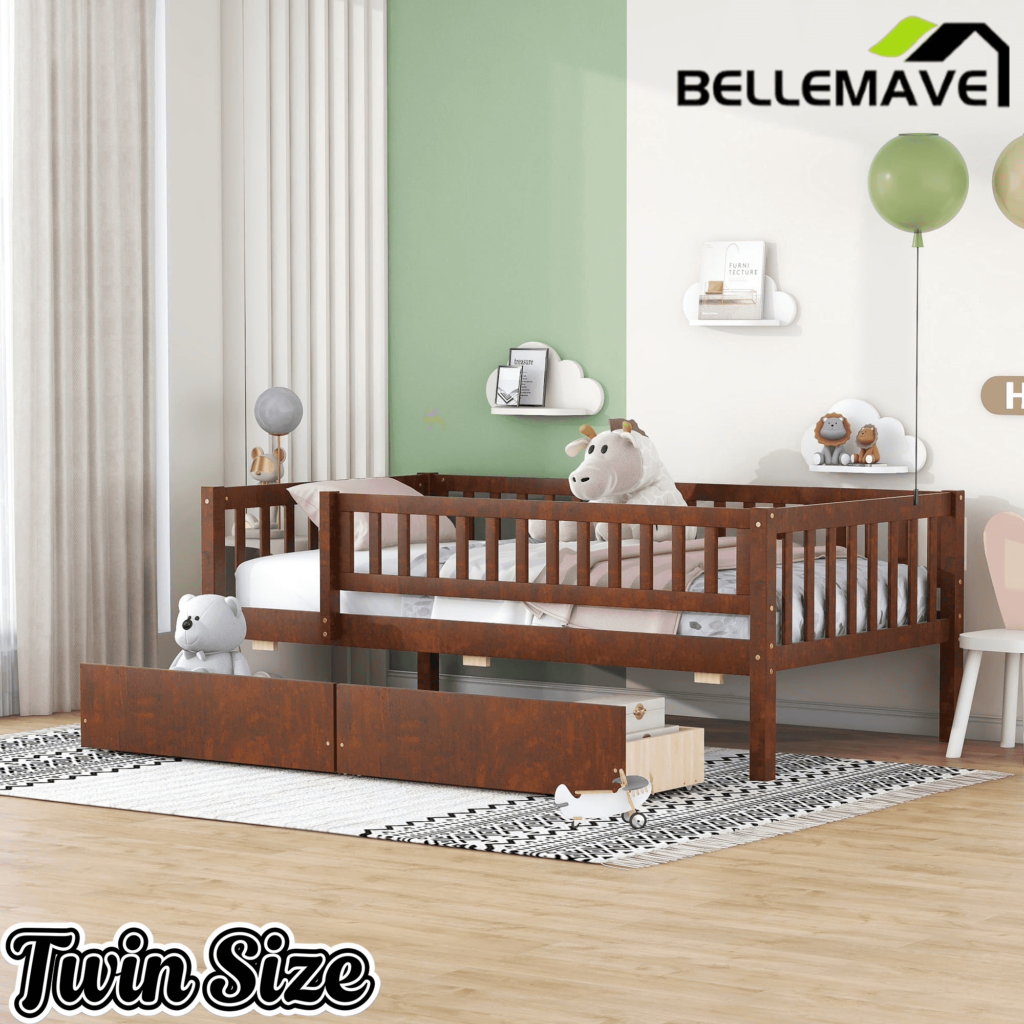 Bellemave® Wood Daybed with Two Drawers - Bellemave