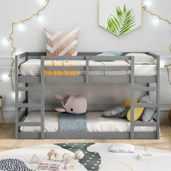 Bellemave® Wood Floor Bunk Bed with Ladder - Bellemave
