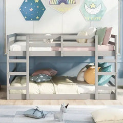 Bellemave® Wood Floor Bunk Bed with Ladder - Bellemave