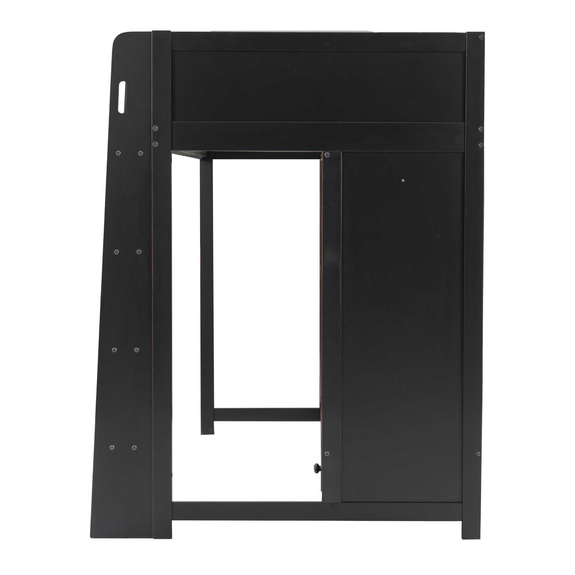 Bellemave® Wood Gaming Bed with Built - in Desk,Wardrobe, LED and a Drawer, Loft Bed,No Box Spring Required,Black - Bellemave