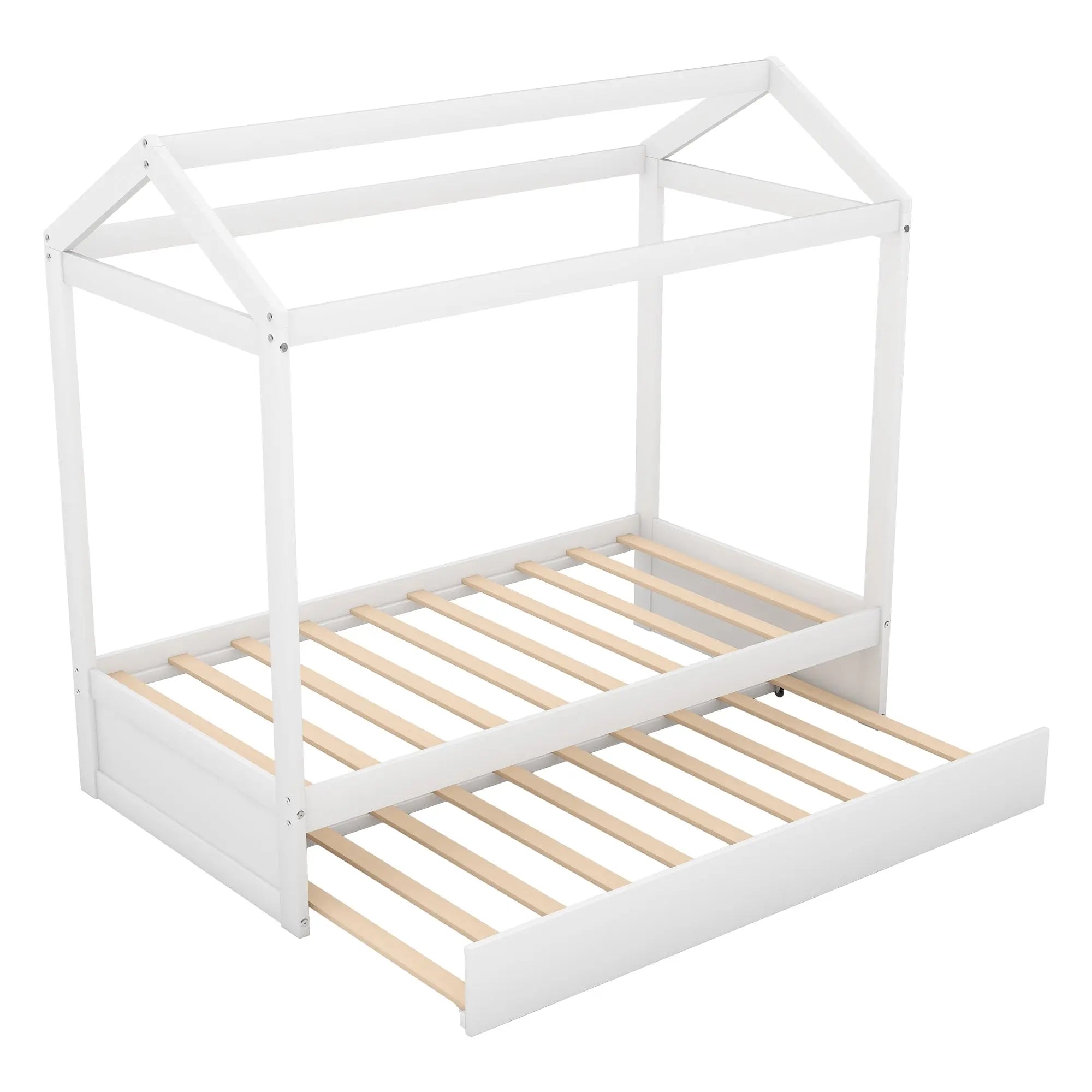 Bellemave® Wood House Bed with Trundle Bed - Bellemave