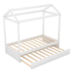 Bellemave® Wood House Bed with Trundle Bed - Bellemave