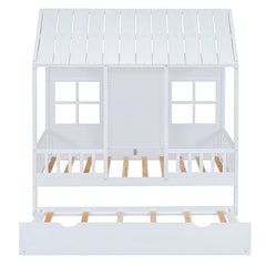 Bellemave® Wood House Bed With Twin Size Trundle - Bellemave