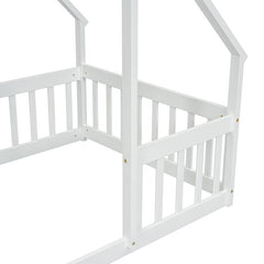 Bellemave® Wood House - Shaped Floor Bed with Fence and Guardrails - Bellemave
