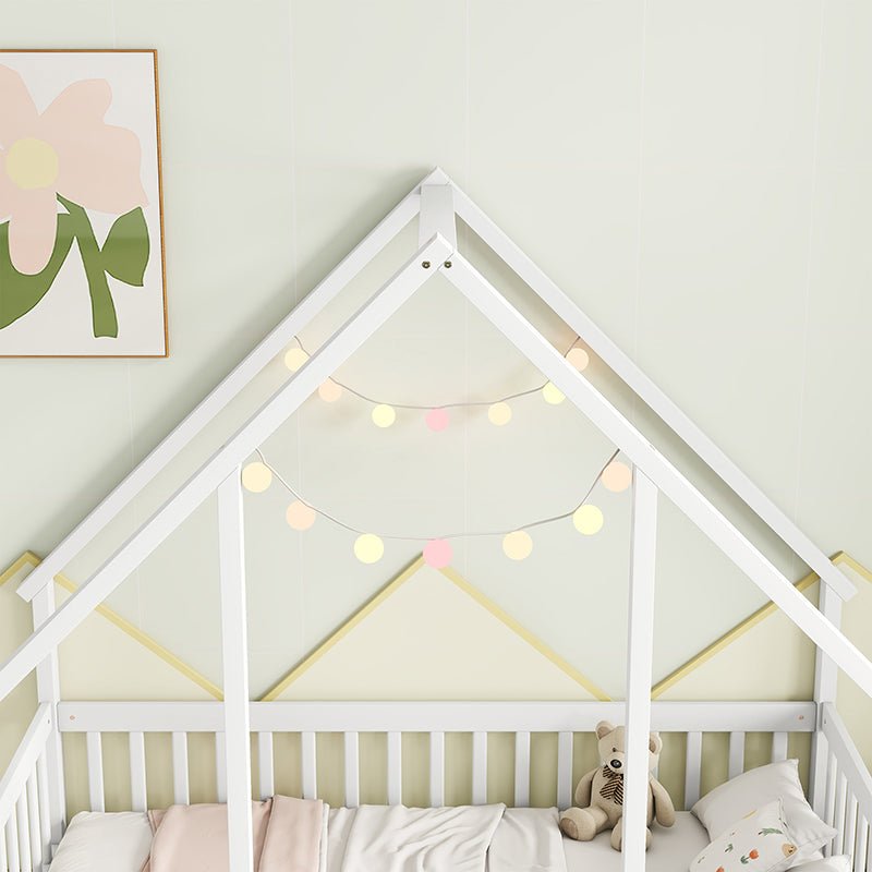 Bellemave® Wood House - Shaped Floor Bed with Fence and Guardrails - Bellemave