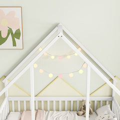 Bellemave® Wood House - Shaped Floor Bed with Fence and Guardrails - Bellemave