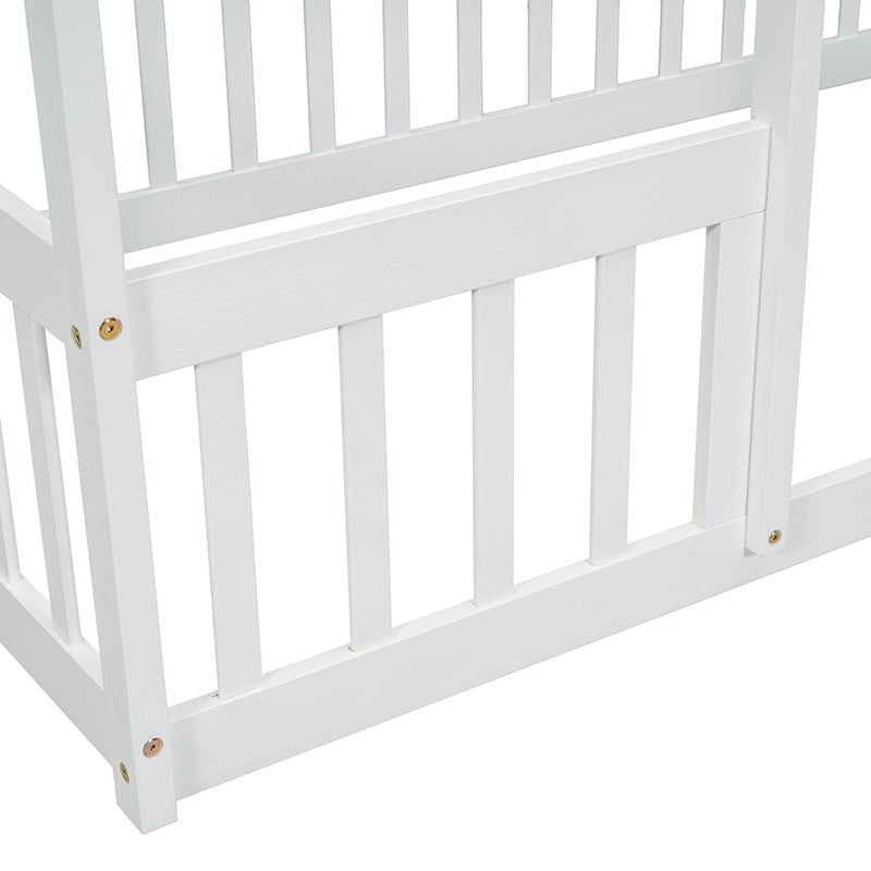 Bellemave® Wood House - Shaped Floor Bed with Fence and Guardrails - Bellemave