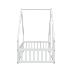 Bellemave® Wood House - Shaped Floor Bed with Fence and Guardrails - Bellemave