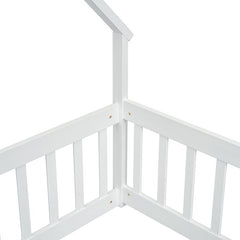 Bellemave® Wood House - Shaped Floor Bed with Fence and Guardrails - Bellemave