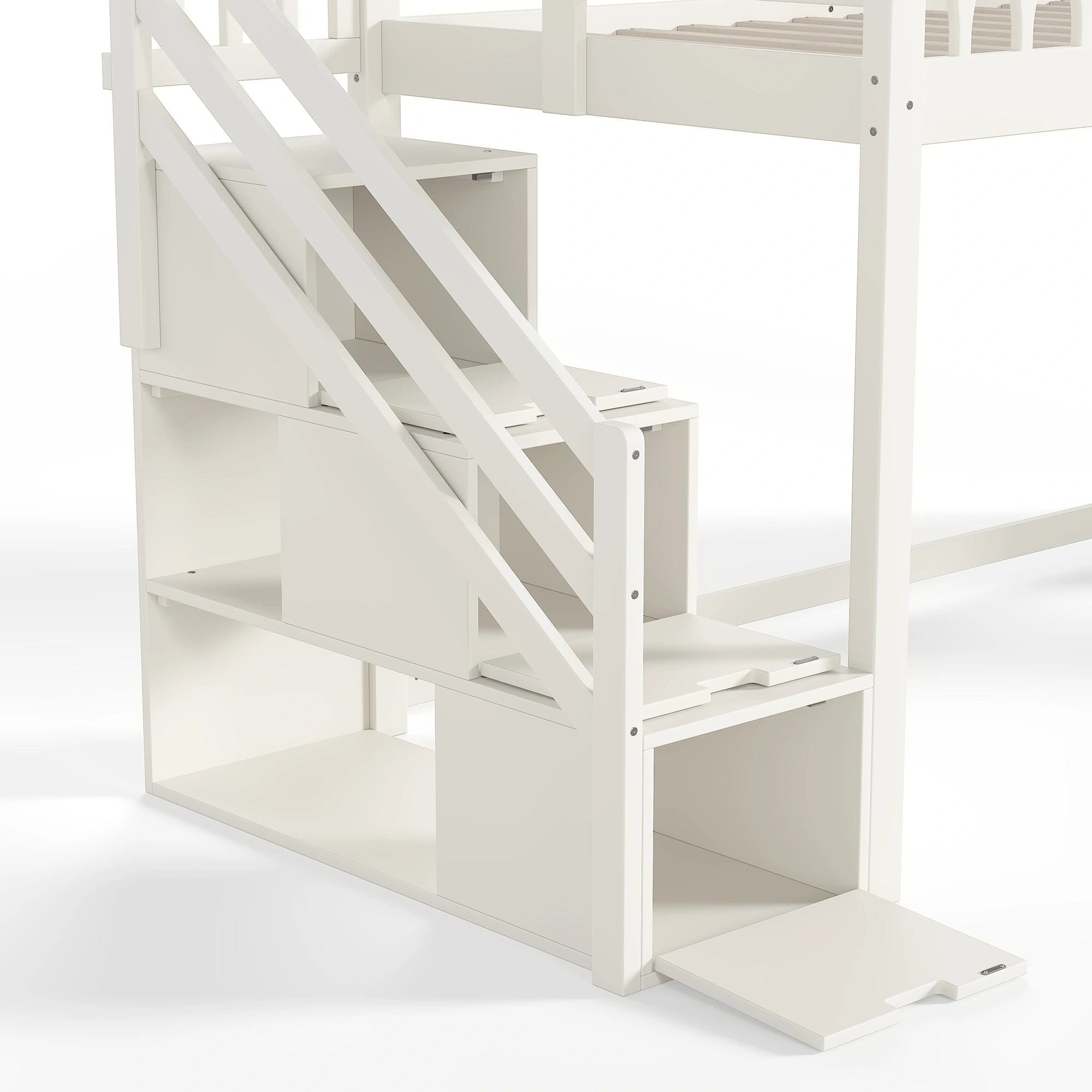 Bellemave® Wood Loft Bed with Slide, Storage Stairs & Wardrobe - Bellemave