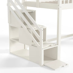 Bellemave® Wood Loft Bed with Slide, Storage Stairs & Wardrobe - Bellemave