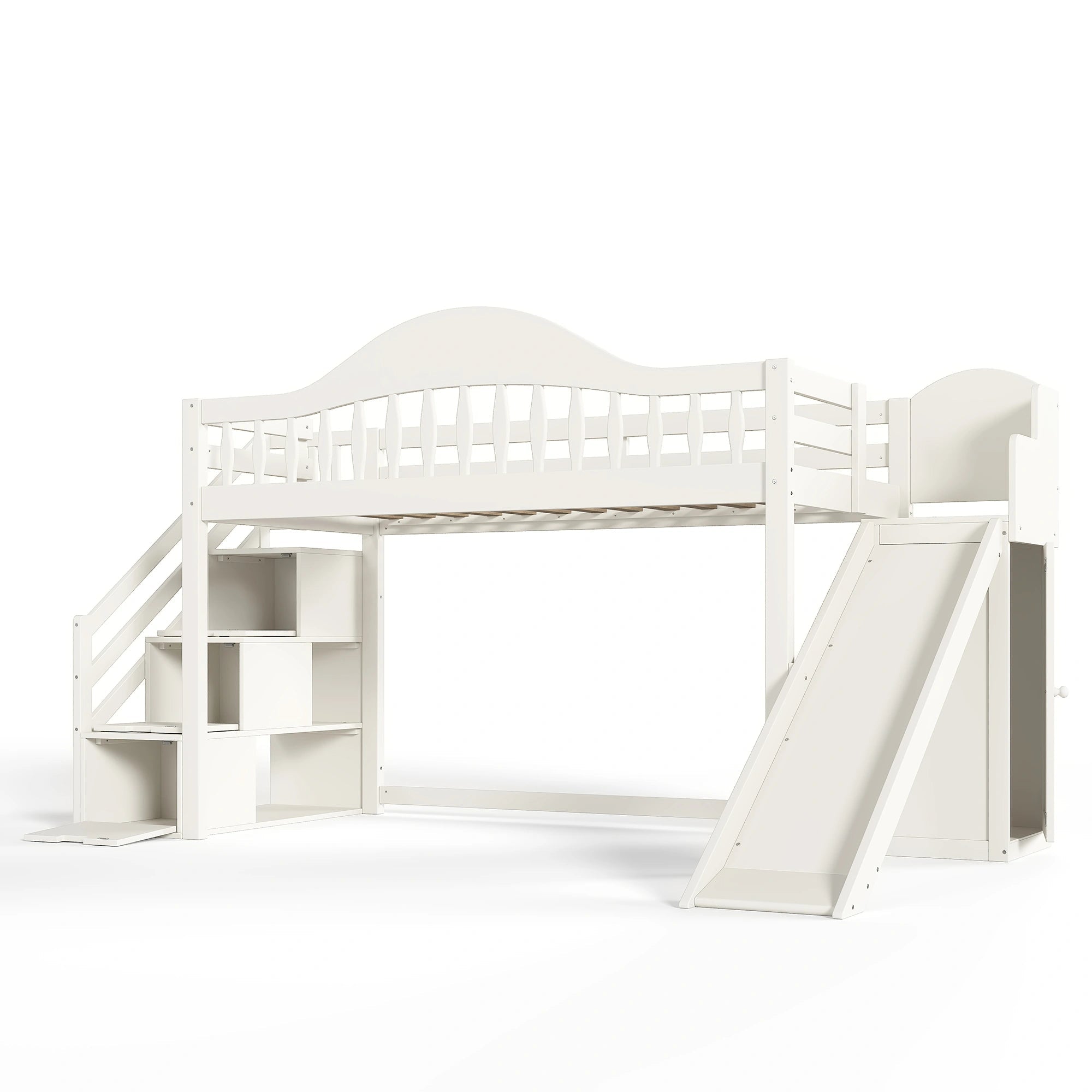 Bellemave® Wood Loft Bed with Slide, Storage Stairs & Wardrobe - Bellemave