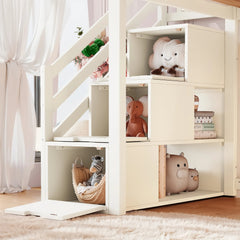 Bellemave® Wood Loft Bed with Slide, Storage Stairs & Wardrobe - Bellemave