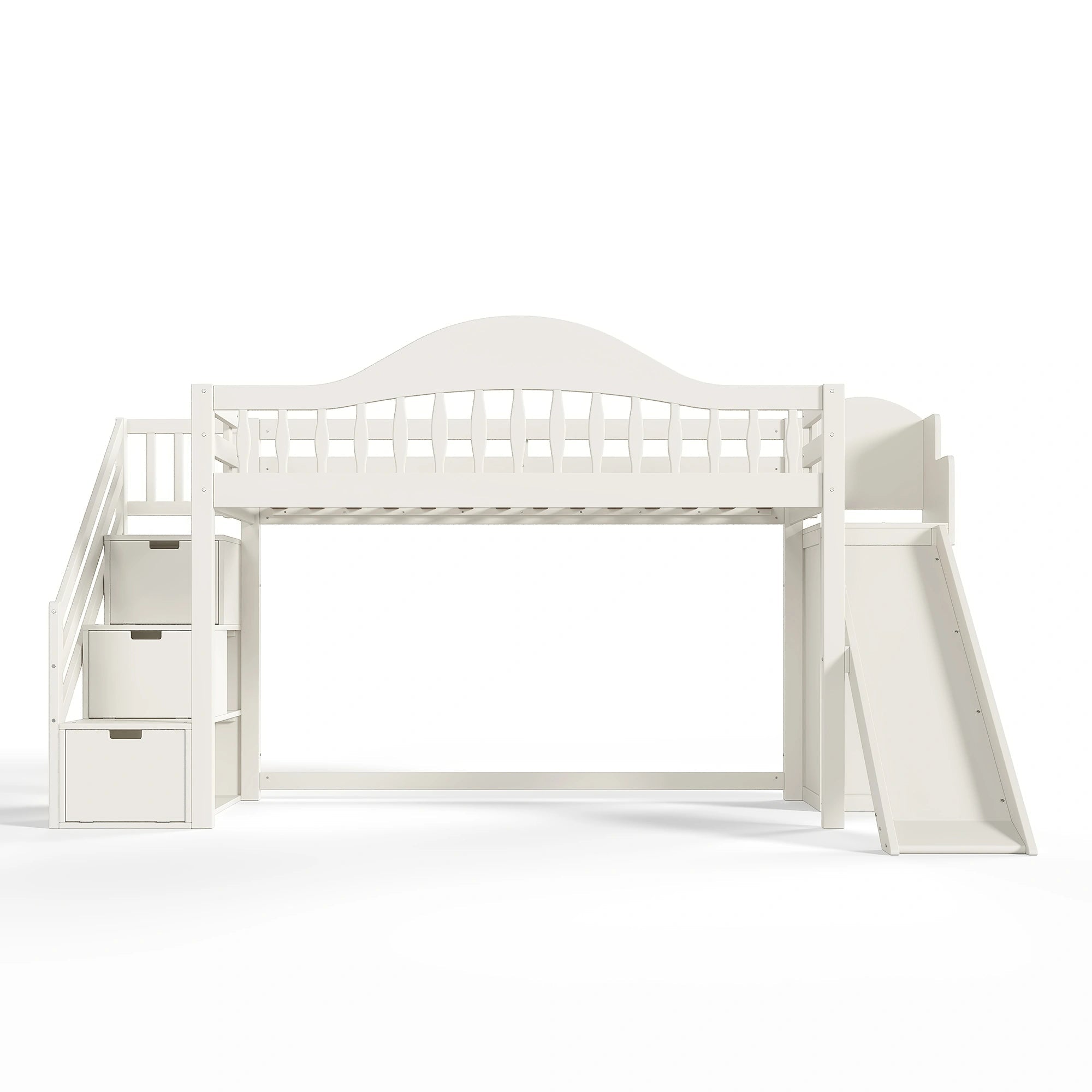 Bellemave® Wood Loft Bed with Slide, Storage Stairs & Wardrobe - Bellemave