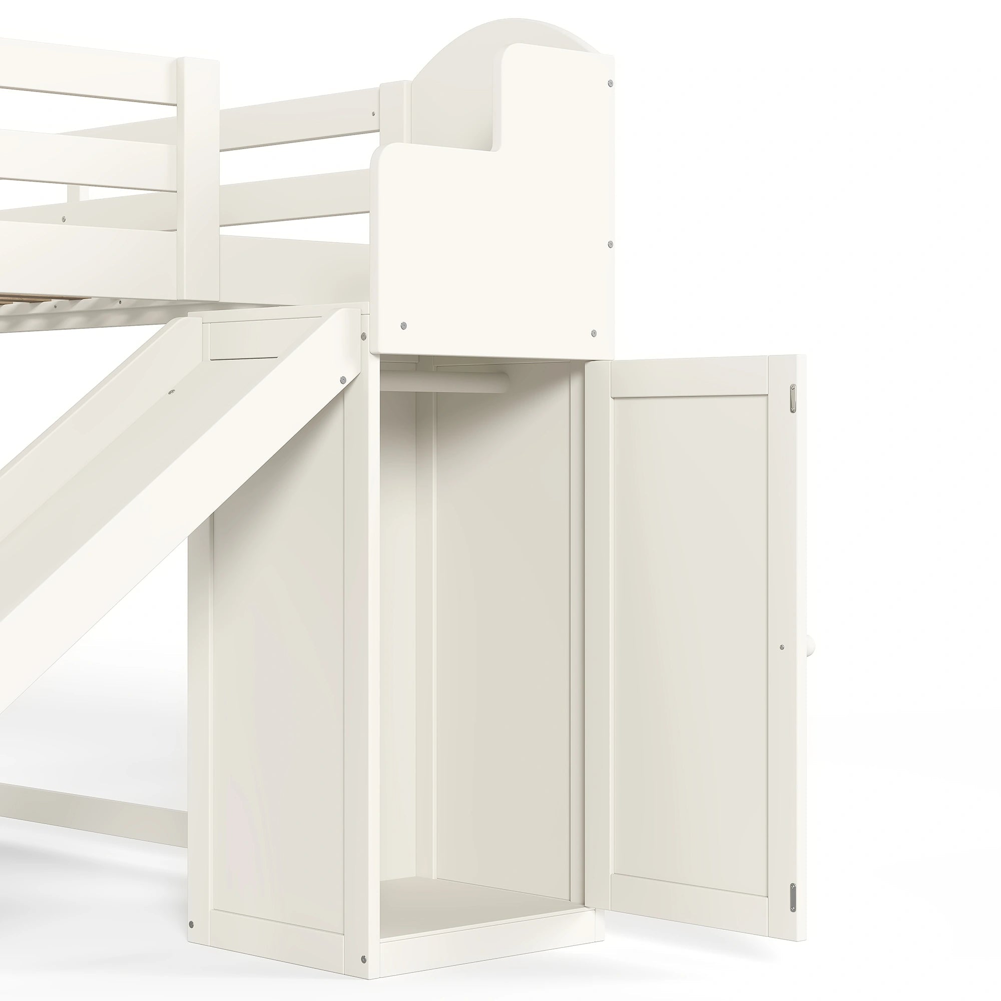 Bellemave® Wood Loft Bed with Slide, Storage Stairs & Wardrobe - Bellemave