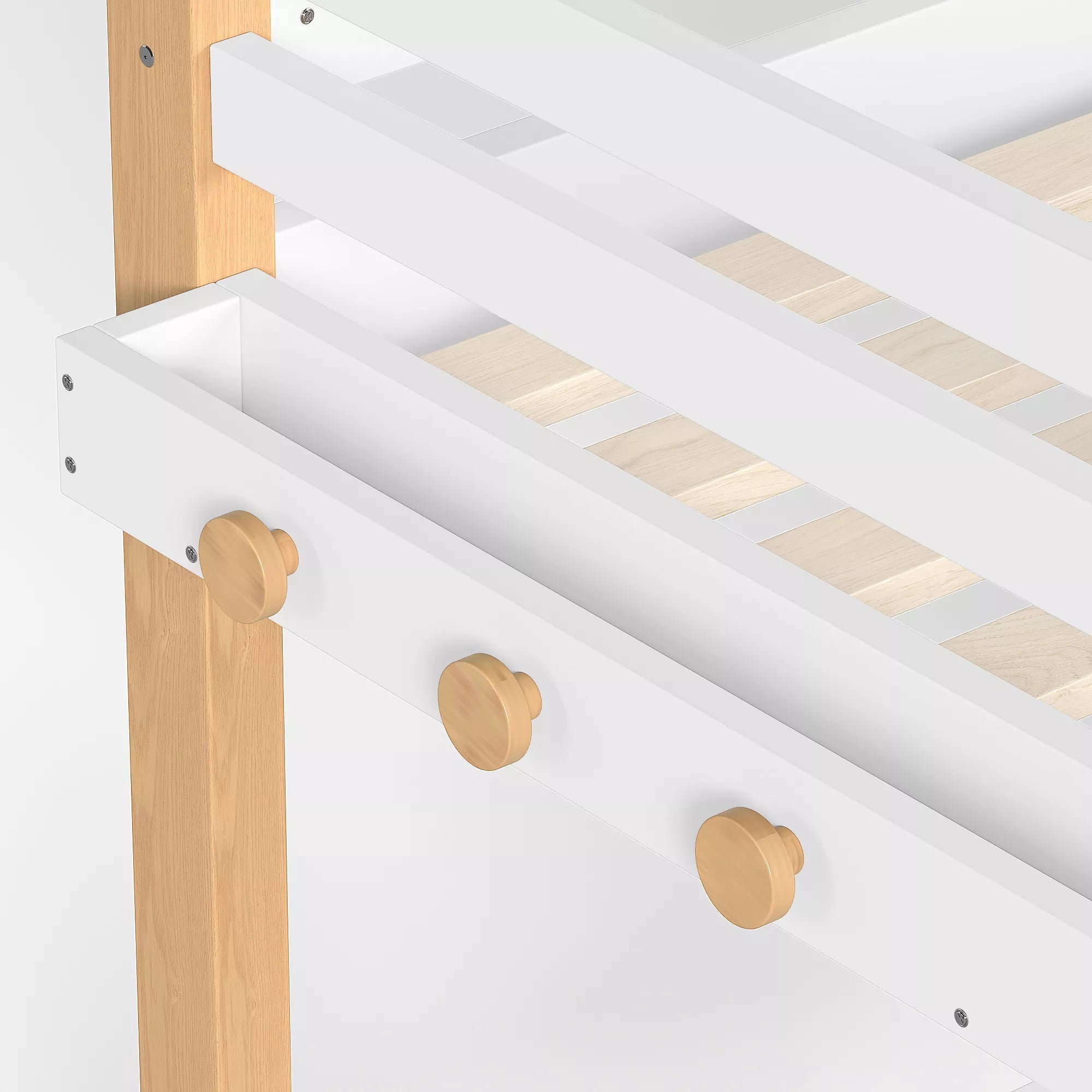 Bellemave® Wood Loft Bed with Storage Shelves and Clothes Hook - Bellemave