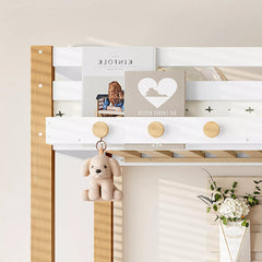 Bellemave® Wood Loft Bed with Storage Shelves and Clothes Hook - Bellemave