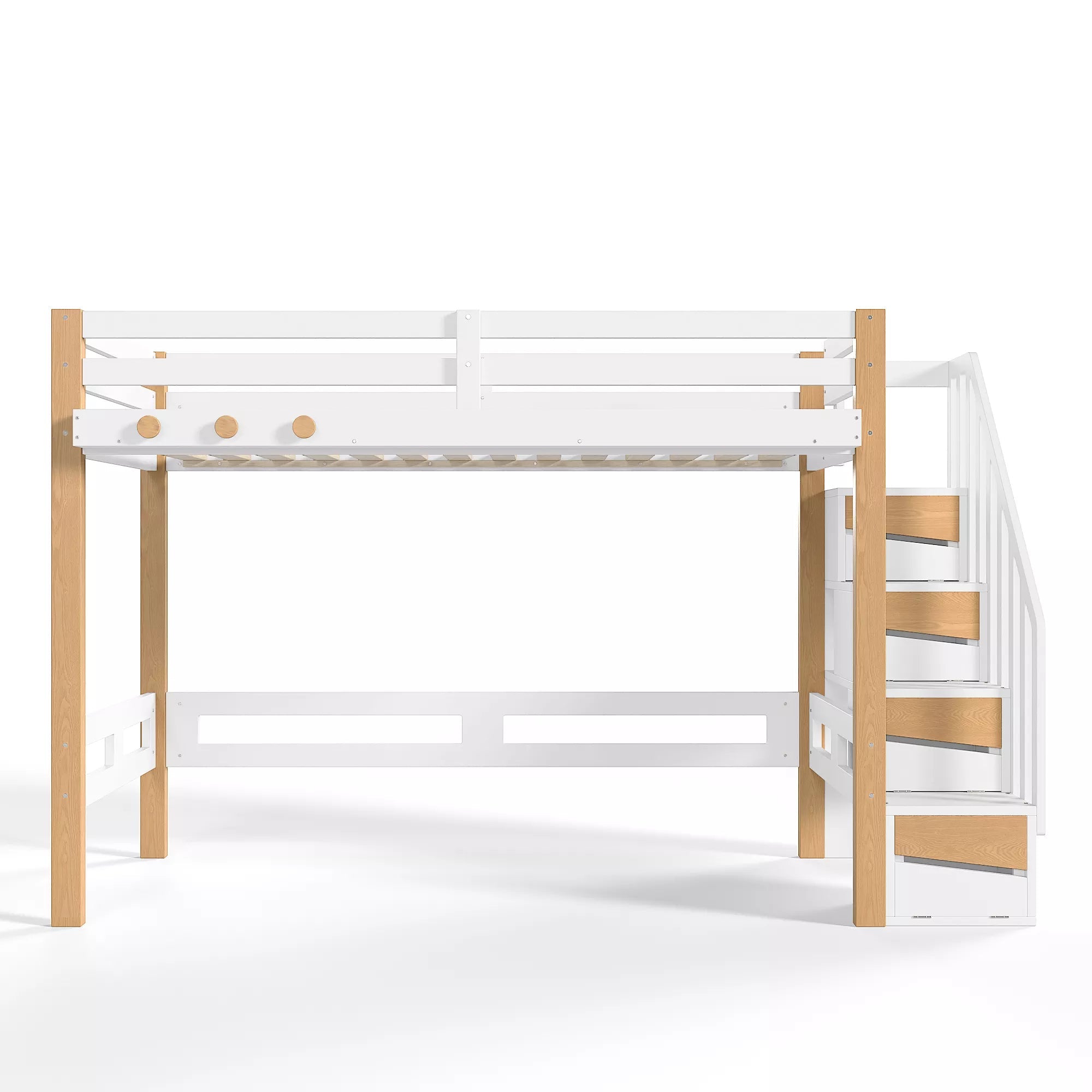 Bellemave® Wood Loft Bed with Storage Shelves and Clothes Hook - Bellemave