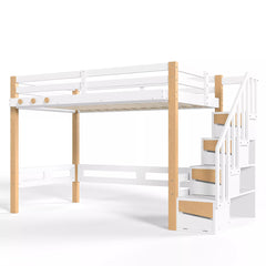 Bellemave® Wood Loft Bed with Storage Shelves and Clothes Hook - Bellemave