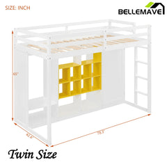 Bellemave® Wood Loft Bed with Wardrobe, Shelves and Cabine - Bellemave