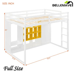 Bellemave® Wood Loft Bed with Wardrobe, Shelves and Cabine - Bellemave