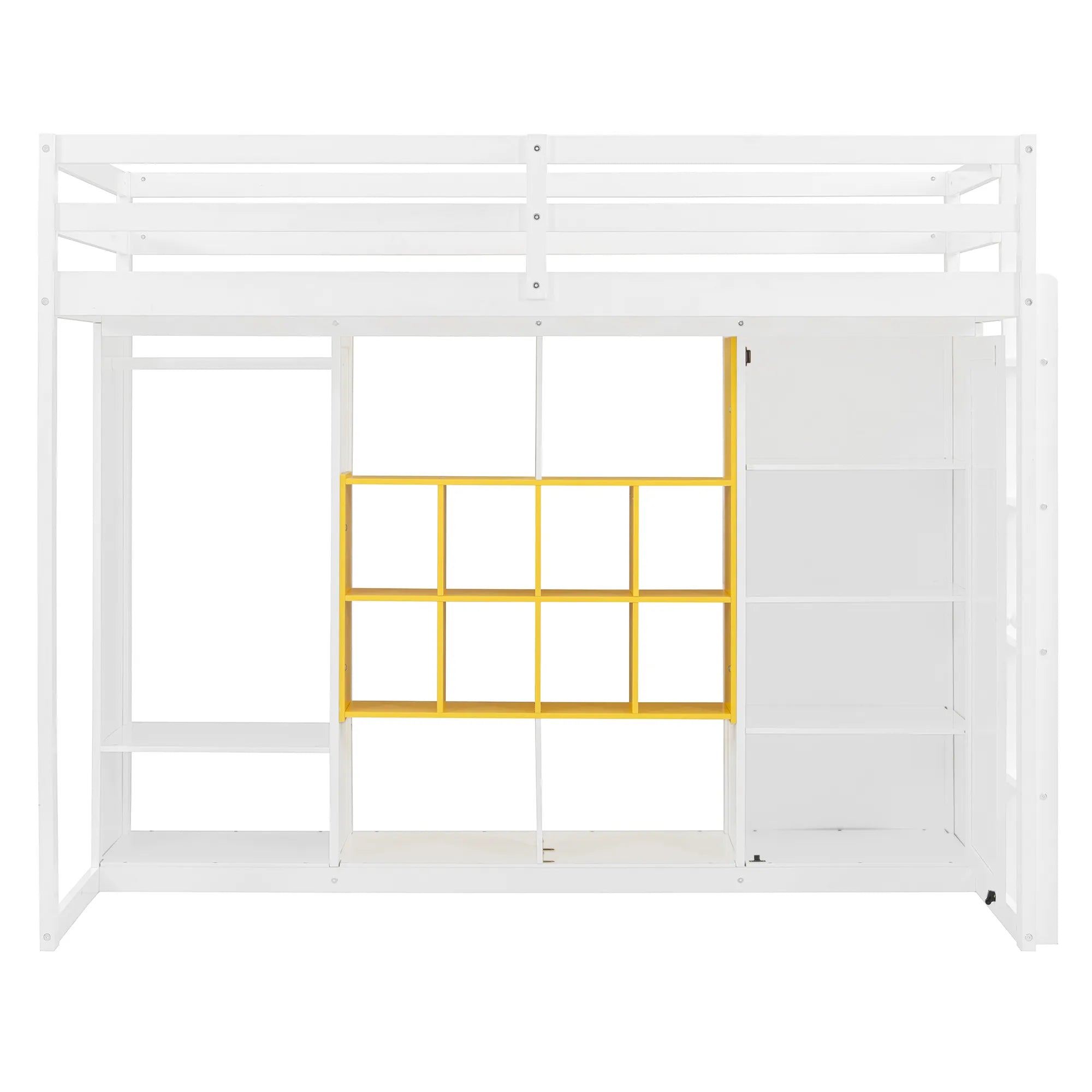 Bellemave® Wood Loft Bed with Wardrobe, Shelves and Cabine - Bellemave