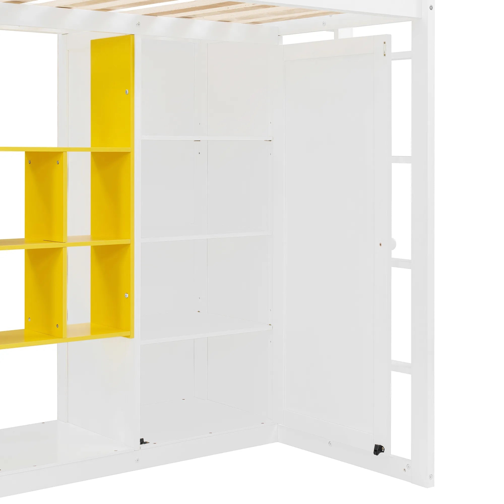 Bellemave® Wood Loft Bed with Wardrobe, Shelves and Cabine - Bellemave