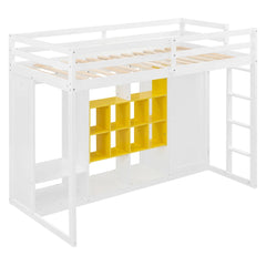 Bellemave® Wood Loft Bed with Wardrobe, Shelves and Cabine - Bellemave