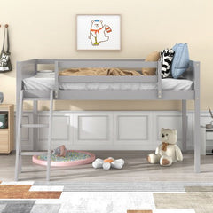 Bellemave® Wood Low Loft Bed with Ladder - Bellemave