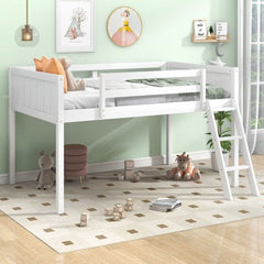 Bellemave® Wood Low Loft Bed with Ladder - Bellemave