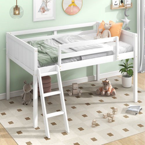 Bellemave® Wood Low Loft Bed with Ladder - Bellemave