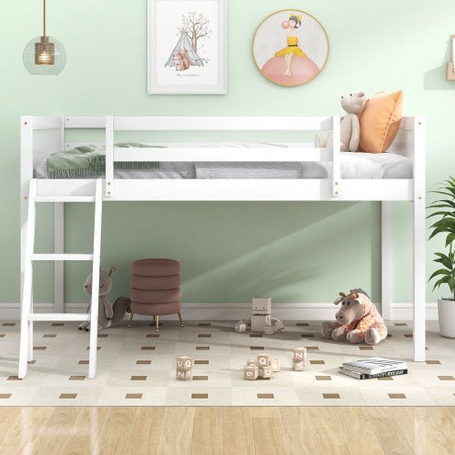 Bellemave® Wood Low Loft Bed with Ladder - Bellemave