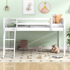 Bellemave® Wood Low Loft Bed with Ladder - Bellemave