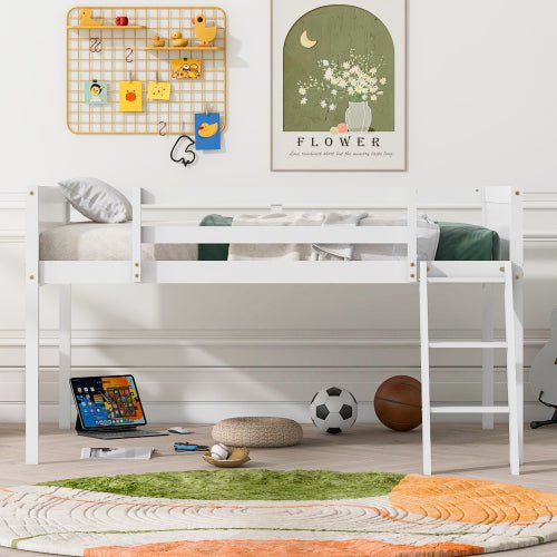 Bellemave® Wood Low Loft Bed with Ladder - Bellemave