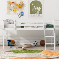 Bellemave® Wood Low Loft Bed with Ladder - Bellemave