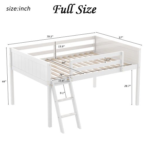 Bellemave® Wood Low Loft Bed with Ladder - Bellemave