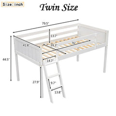 Bellemave® Wood Low Loft Bed with Ladder - Bellemave